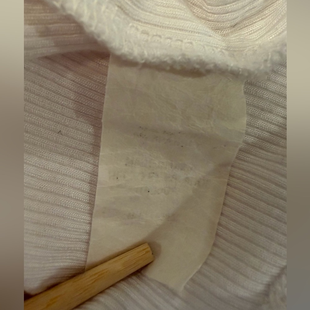Joah Brown White Square Neck Long Sleeve Ribbed Top Fitted Stretch S - Picture 6 of 6